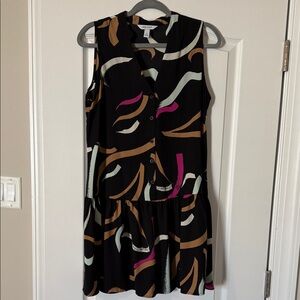 Nine West Black Dress with Pink and Brown Swirls